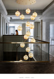 Modern LED Glass Ball Dimmable Chandelier Staircase Lustre Living Room Chandelier Lustre Home Decoration Ceiling Chandelier