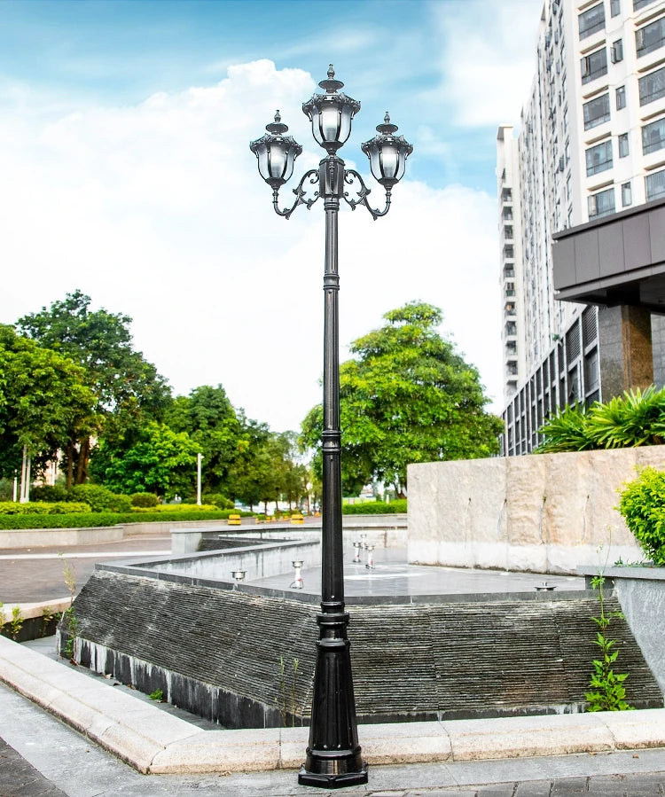 (H≈2.3M)Courtyard Street Lamp Community High Pole Lamp Outdoor Waterproof Lawn Lamp Villa Outdoor Retro Courtyard Lamp Landscape