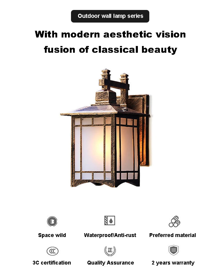 Modern Minimalist Wall Lamp Waterproof Outdoor European Style Courtyard Balcony Lighting for Chinese Corridor Aisle