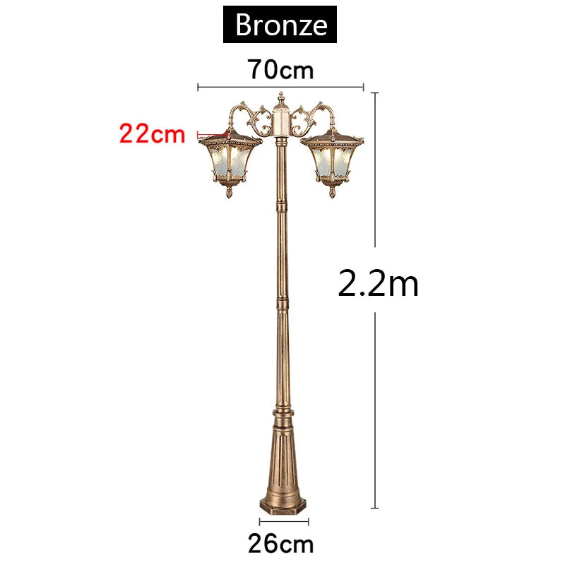 LED Street Lamp European Style Retro Waterproof Garden Lamp Outdoor Villa Lawn Community High Pole Landscape Lamp Street Light