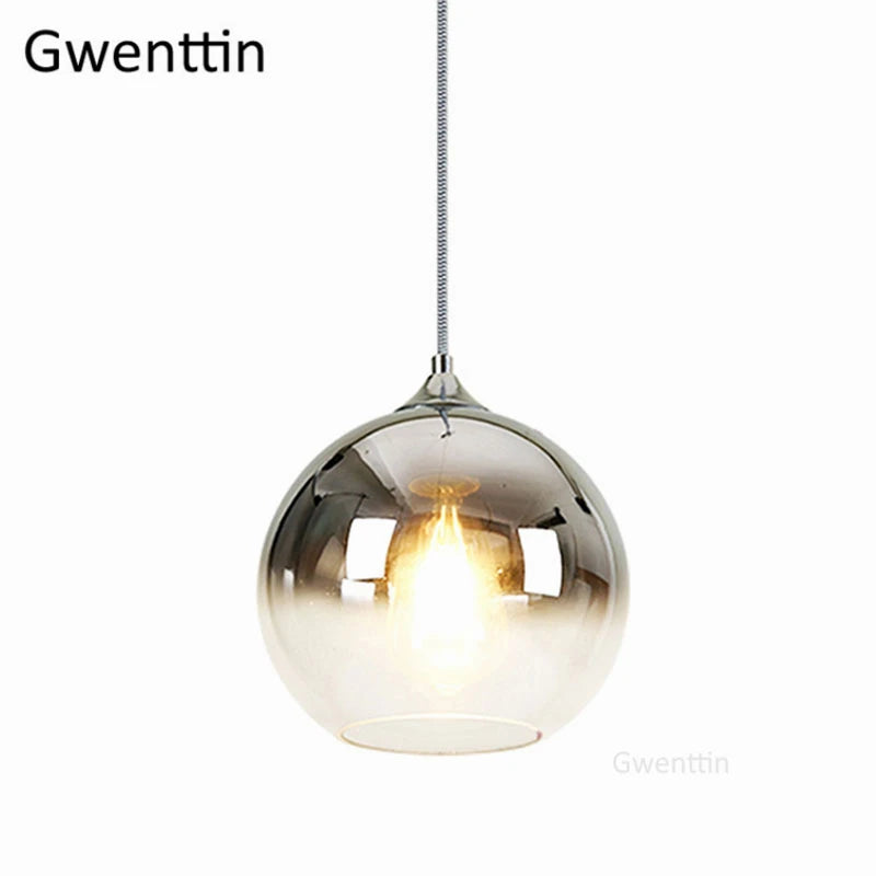 Gold Led Pendant Lights Modern Mirror Glass Hanging Lamp for Living Room Bedroom Kitchen Light Fixtures Suspension Luminaire E27
