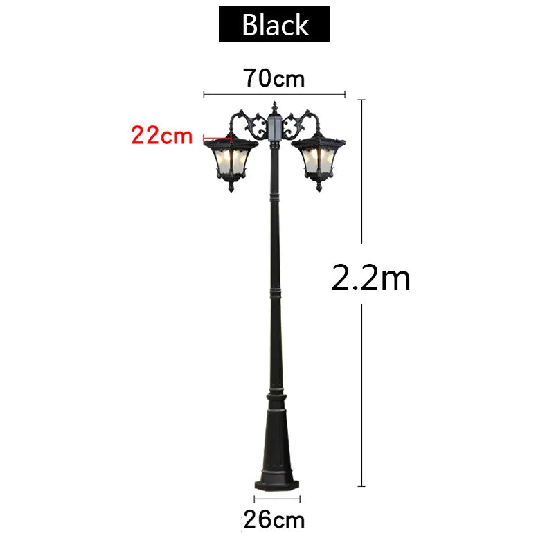 LED Street Lamp European Style Retro Waterproof Garden Lamp Outdoor Villa Lawn Community High Pole Landscape Lamp Street Light