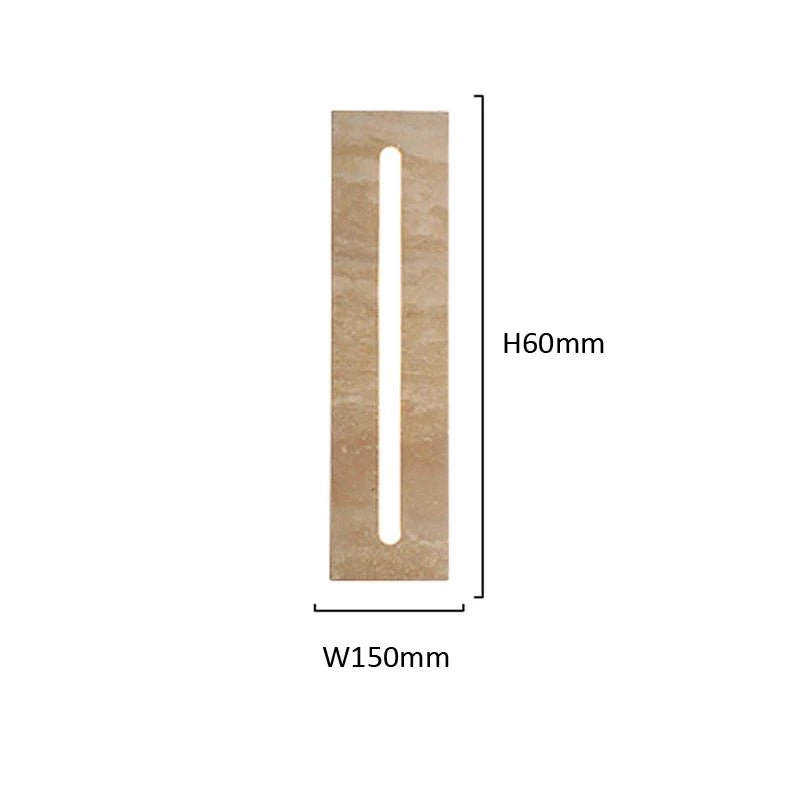 Wabi Sabi Travertine Rectangular Stone Sconce Outdoor Wall Lamp for Yard Balcony Living Room Restaurant Corridor Staircase LED