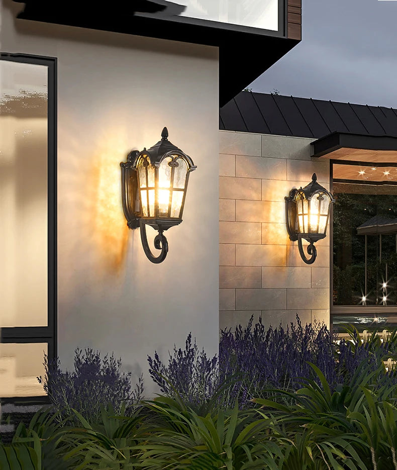 European Style Roman Outdoor Wall Lamp LED Retro Garden Lighting for Residential Villa Door