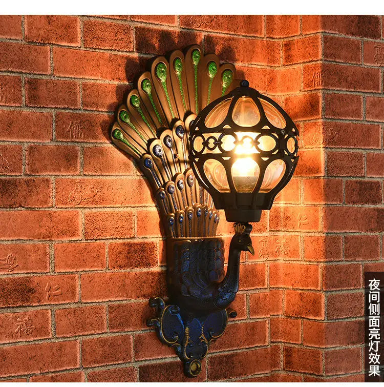 European Style Retro Peacock Wall Lamp Led Hotel Art Wall Lamp Balcony Villa Door Light Suitable For Indoor / Outdoor Lighting