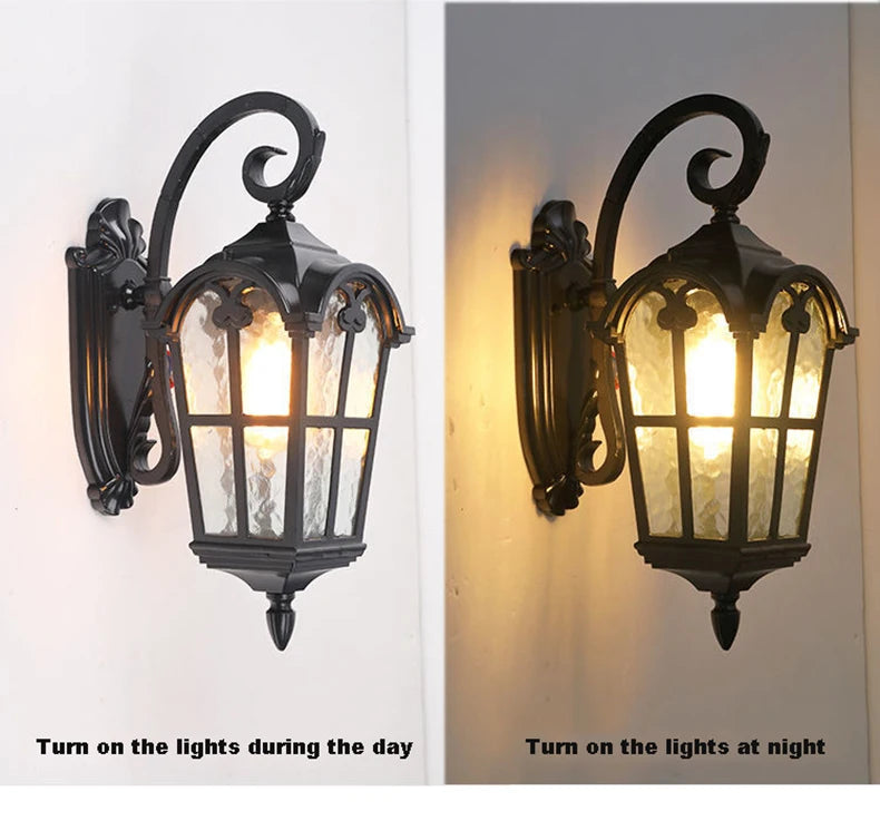European Style Roman Outdoor Wall Lamp LED Retro Garden Lighting for Residential Villa Door