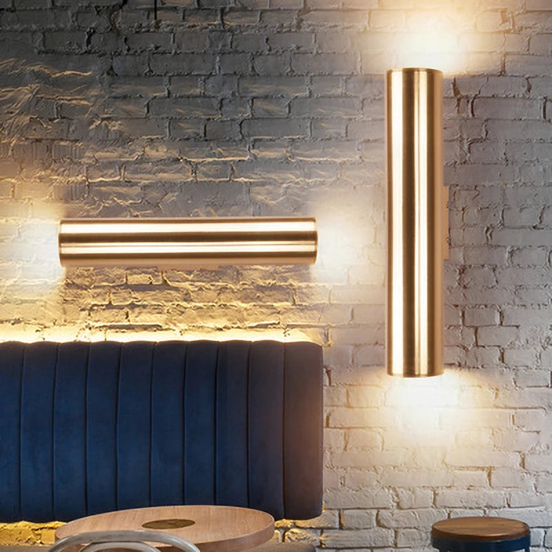 Modern Gold Pipe Wall Lamps Tube Light Home Decor Bathroom Bedroom Lamp Wall Sconces Led Mirror Light Loft Background lighting