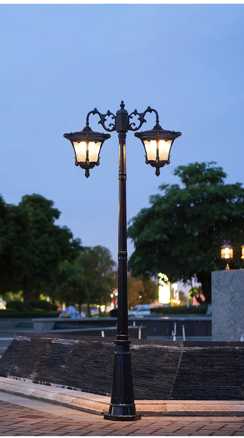 LED Street Lamp European Style Retro Waterproof Garden Lamp Outdoor Villa Lawn Community High Pole Landscape Lamp Street Light