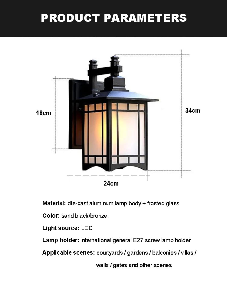 Modern Minimalist Wall Lamp Waterproof Outdoor European Style Courtyard Balcony Lighting for Chinese Corridor Aisle