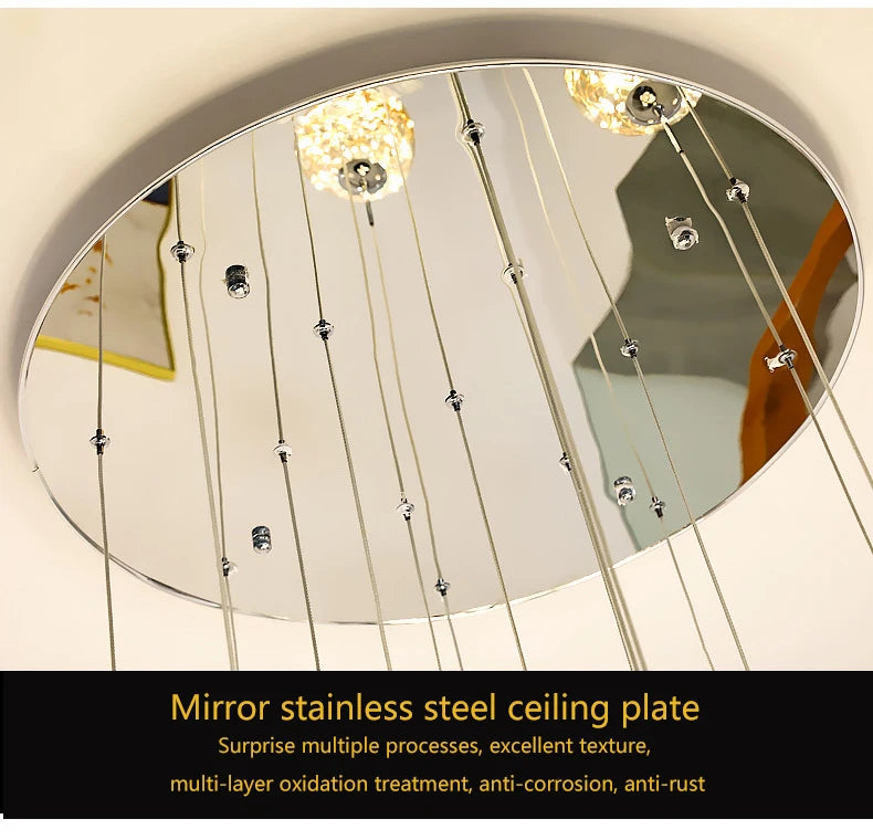 Modern LED Glass Ball Dimmable Chandelier Staircase Lustre Living Room Chandelier Lustre Home Decoration Ceiling Chandelier