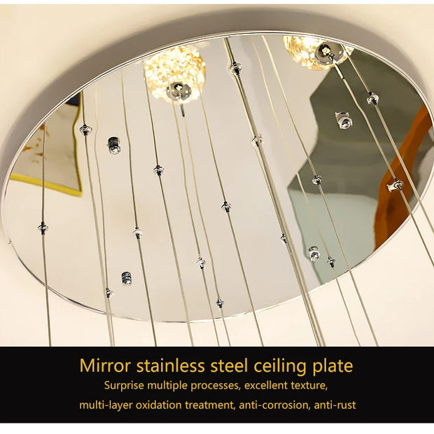 Modern LED Glass Ball Dimmable Chandelier Staircase Lustre Living Room Chandelier Lustre Home Decoration Ceiling Chandelier