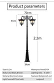 LED Street Lamp European Style Retro Waterproof Garden Lamp Outdoor Villa Lawn Community High Pole Landscape Lamp Street Light