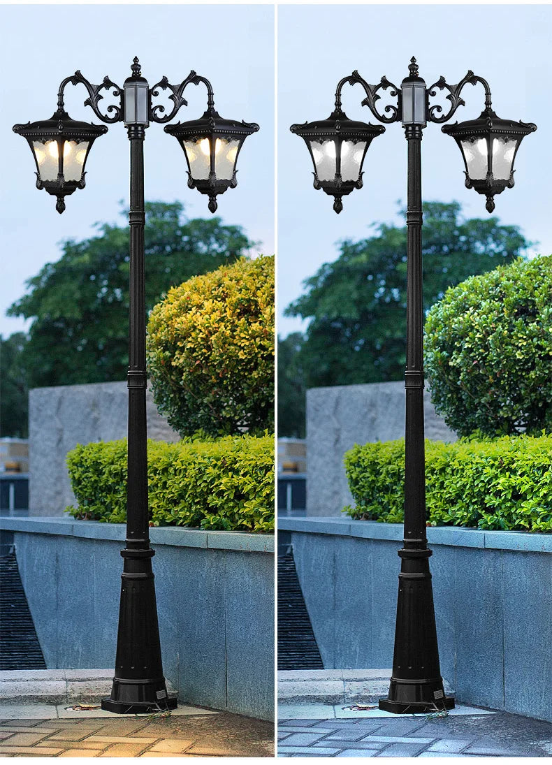 LED Street Lamp European Style Retro Waterproof Garden Lamp Outdoor Villa Lawn Community High Pole Landscape Lamp Street Light