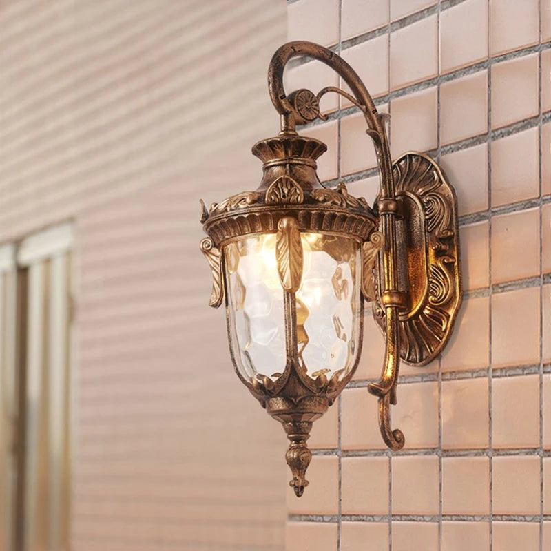 SANDIY Outdoor Wall Light Fixtures Retro Porch Lamp Exterior Nighting Sconce for House Front Door Garage Patio Bronze+Glass E27