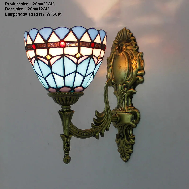 Artpad Stained Glass Lampshade Batterfly Pyramid Art Wall Lamp Led Bedside Study Asile Wall Mounted Lamp Up Or Down Lighting