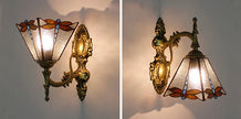 Artpad Stained Glass Lampshade Batterfly Pyramid Art Wall Lamp Led Bedside Study Asile Wall Mounted Lamp Up Or Down Lighting