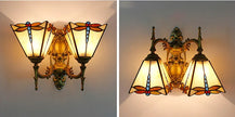 Artpad Stained Glass Lampshade Batterfly Pyramid Art Wall Lamp Led Bedside Study Asile Wall Mounted Lamp Up Or Down Lighting