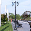 European Vintage Waterproof Street Lamp with Glass Bowls Outdoor Garden Landscape Lamp Bronze Aluminum Body E27 LED Bulb