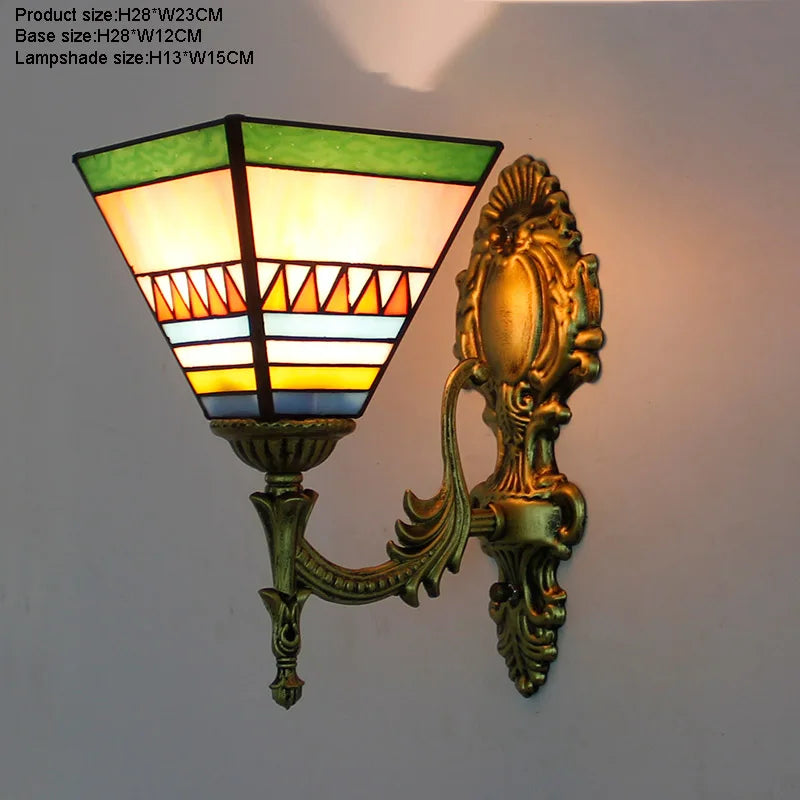 Artpad Stained Glass Lampshade Batterfly Pyramid Art Wall Lamp Led Bedside Study Asile Wall Mounted Lamp Up Or Down Lighting