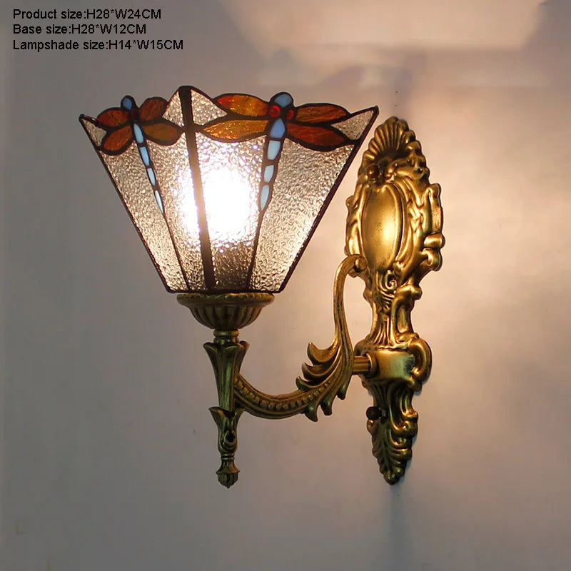 Artpad Stained Glass Lampshade Batterfly Pyramid Art Wall Lamp Led Bedside Study Asile Wall Mounted Lamp Up Or Down Lighting
