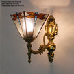 Artpad Stained Glass Lampshade Batterfly Pyramid Art Wall Lamp Led Bedside Study Asile Wall Mounted Lamp Up Or Down Lighting