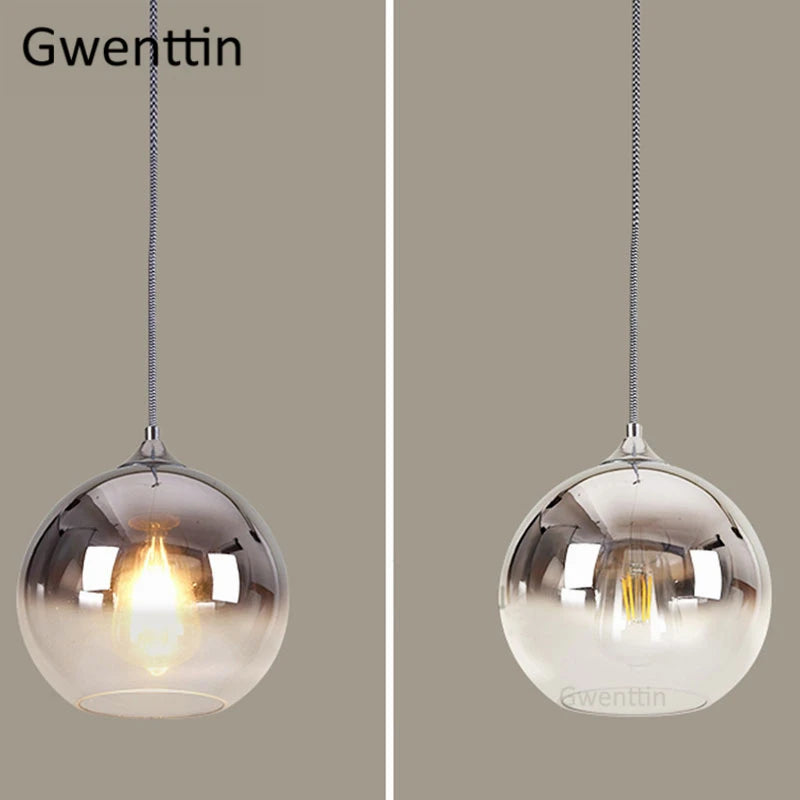 Gold Led Pendant Lights Modern Mirror Glass Hanging Lamp for Living Room Bedroom Kitchen Light Fixtures Suspension Luminaire E27
