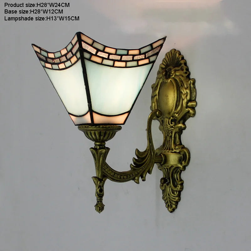 Artpad Stained Glass Lampshade Batterfly Pyramid Art Wall Lamp Led Bedside Study Asile Wall Mounted Lamp Up Or Down Lighting