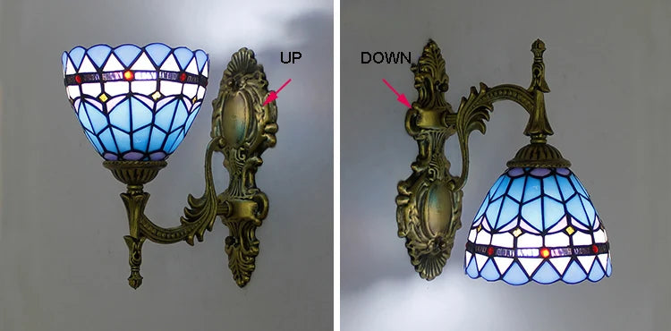 Artpad Stained Glass Lampshade Batterfly Pyramid Art Wall Lamp Led Bedside Study Asile Wall Mounted Lamp Up Or Down Lighting