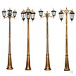 European Vintage Waterproof Street Lamp with Glass Bowls Outdoor Garden Landscape Lamp Bronze Aluminum Body E27 LED Bulb