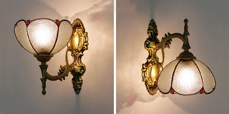 Artpad Stained Glass Lampshade Batterfly Pyramid Art Wall Lamp Led Bedside Study Asile Wall Mounted Lamp Up Or Down Lighting