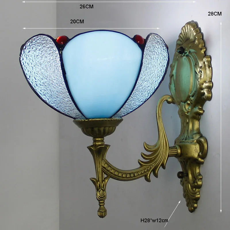 Artpad Stained Glass Lampshade Batterfly Pyramid Art Wall Lamp Led Bedside Study Asile Wall Mounted Lamp Up Or Down Lighting