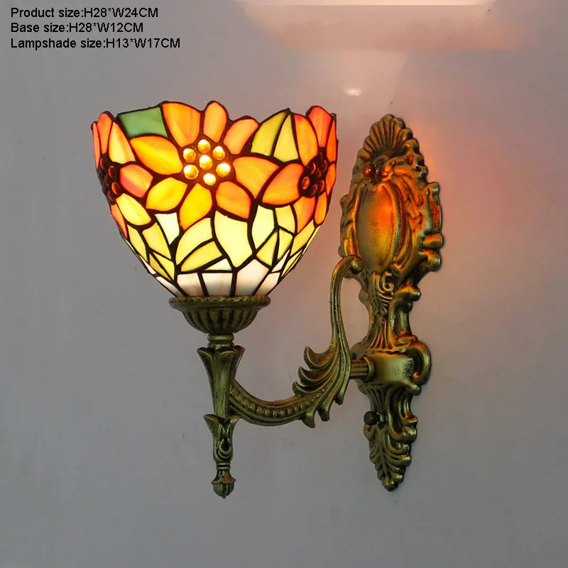Artpad Stained Glass Lampshade Batterfly Pyramid Art Wall Lamp Led Bedside Study Asile Wall Mounted Lamp Up Or Down Lighting