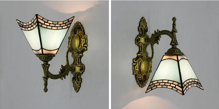 Artpad Stained Glass Lampshade Batterfly Pyramid Art Wall Lamp Led Bedside Study Asile Wall Mounted Lamp Up Or Down Lighting