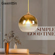 Gold Led Pendant Lights Modern Mirror Glass Hanging Lamp for Living Room Bedroom Kitchen Light Fixtures Suspension Luminaire E27
