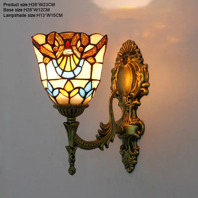 Artpad Stained Glass Lampshade Batterfly Pyramid Art Wall Lamp Led Bedside Study Asile Wall Mounted Lamp Up Or Down Lighting