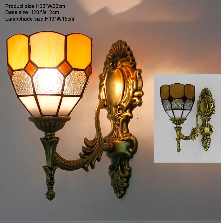 Artpad Stained Glass Lampshade Batterfly Pyramid Art Wall Lamp Led Bedside Study Asile Wall Mounted Lamp Up Or Down Lighting