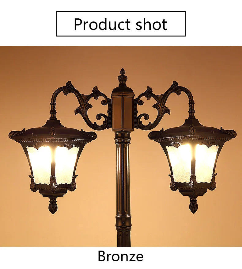 LED Street Lamp European Style Retro Waterproof Garden Lamp Outdoor Villa Lawn Community High Pole Landscape Lamp Street Light