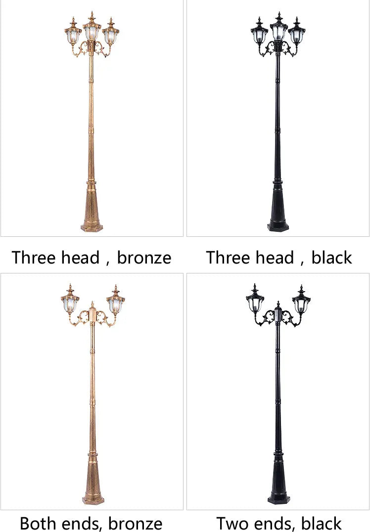 (H≈2.3M)Courtyard Street Lamp Community High Pole Lamp Outdoor Waterproof Lawn Lamp Villa Outdoor Retro Courtyard Lamp Landscape
