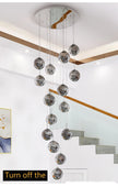 Modern LED Glass Ball Dimmable Chandelier Staircase Lustre Living Room Chandelier Lustre Home Decoration Ceiling Chandelier