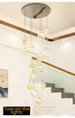 Modern LED Glass Ball Dimmable Chandelier Staircase Lustre Living Room Chandelier Lustre Home Decoration Ceiling Chandelier