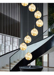 Modern LED Glass Ball Dimmable Chandelier Staircase Lustre Living Room Chandelier Lustre Home Decoration Ceiling Chandelier