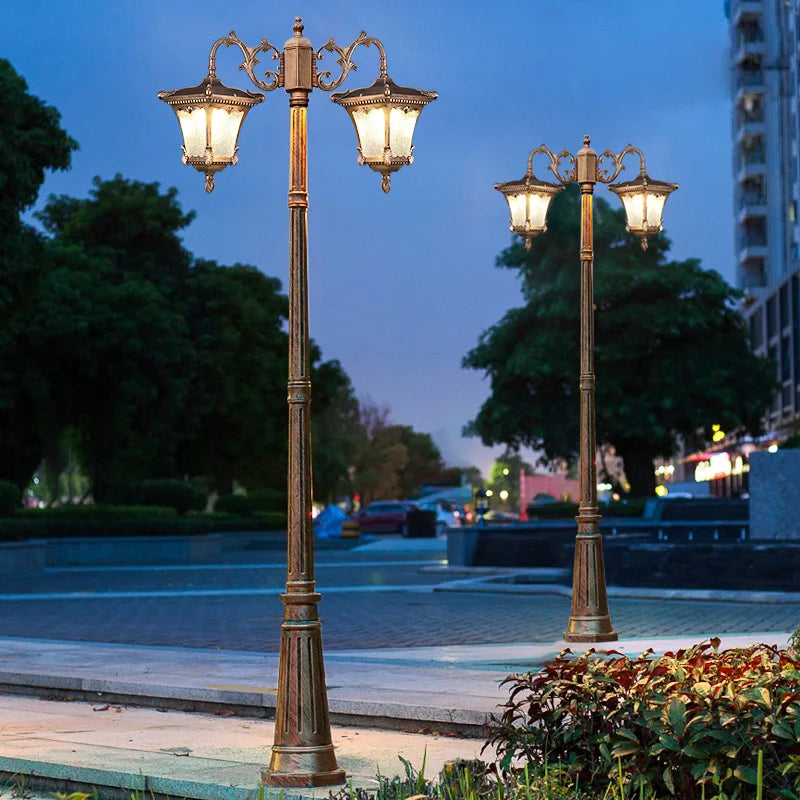 LED Street Lamp European Style Retro Waterproof Garden Lamp Outdoor Villa Lawn Community High Pole Landscape Lamp Street Light