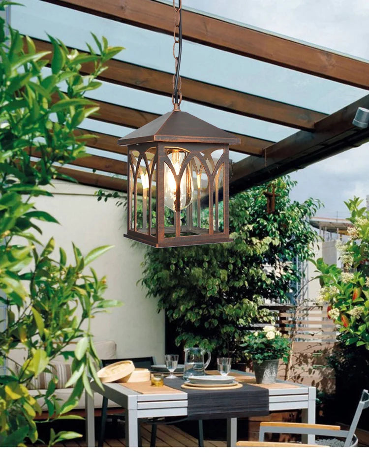 European Waterproof Pendant Lamp Outdoor Retro Village Chandelier Balcony Corridors Lights Grape Rack Hanglamp Luminaire