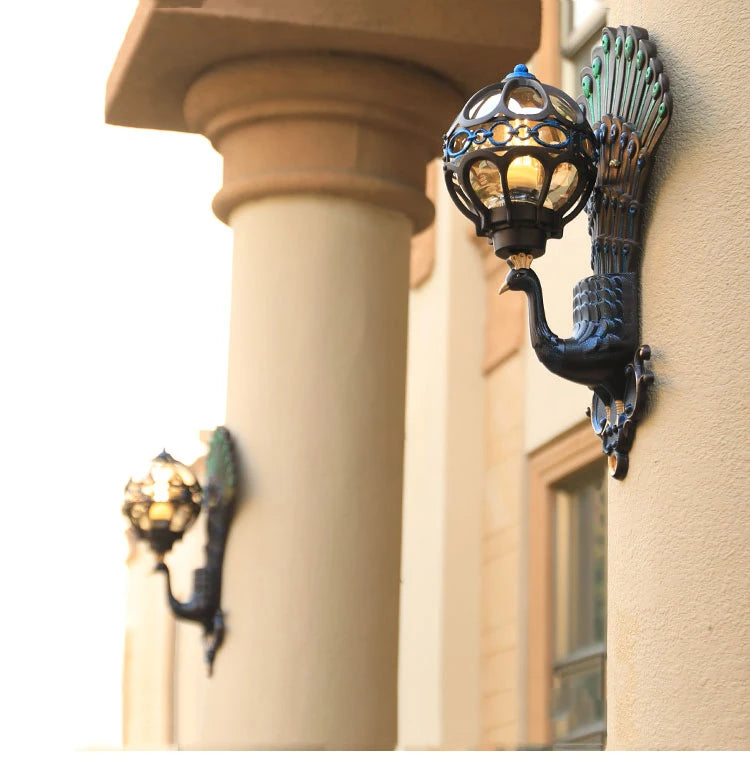 European Style Retro Peacock Wall Lamp Led Hotel Art Wall Lamp Balcony Villa Door Light Suitable For Indoor / Outdoor Lighting