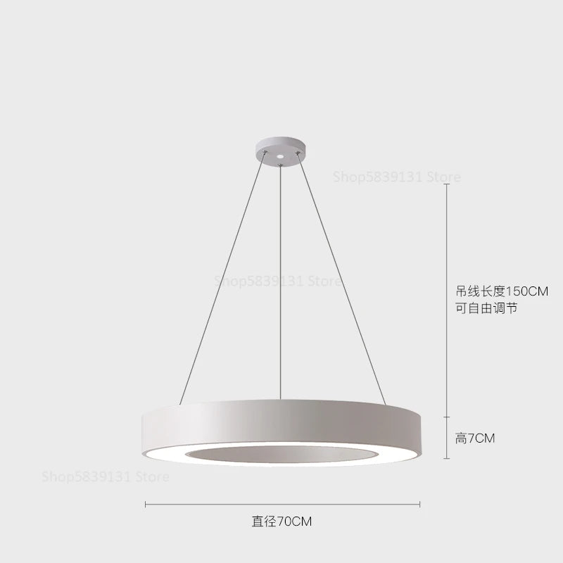 Modern Iron Art Circle Pendant Lights Minimalism Black White Metal Led Ring Light Office Living Room Decor Hanging Lamp Fixtures