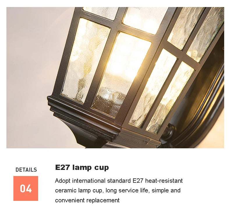 European Style Roman Outdoor Wall Lamp LED Retro Garden Lighting for Residential Villa Door