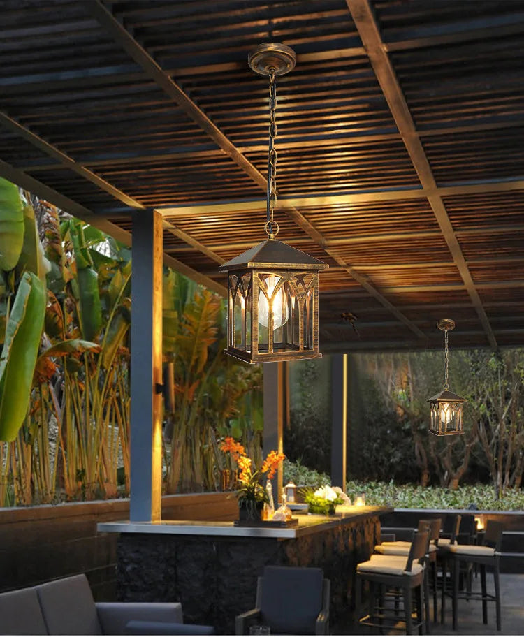 European Waterproof Pendant Lamp Outdoor Retro Village Chandelier Balcony Corridors Lights Grape Rack Hanglamp Luminaire