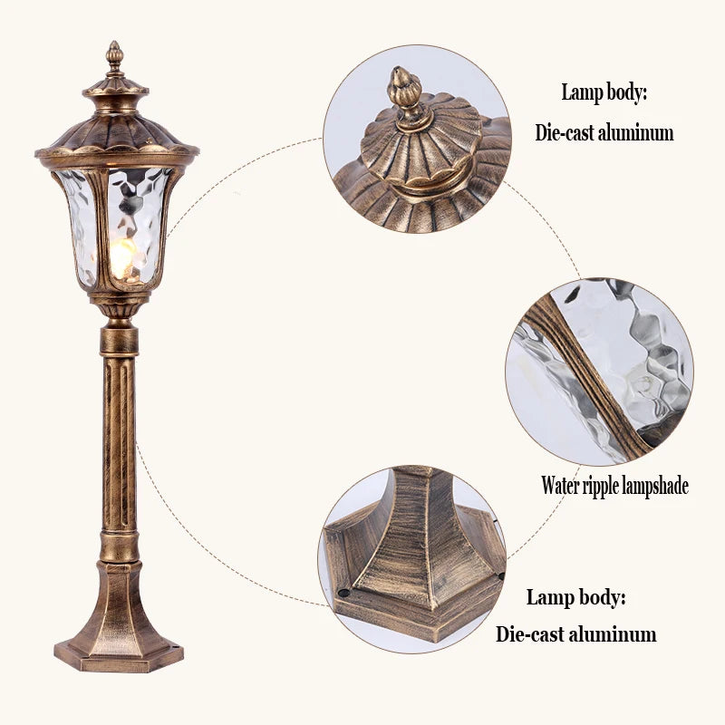 European Style Retro Home/Engineering Lawn Light Outdoor Waterproof Garden Road High Pole Light E27 Garden Light