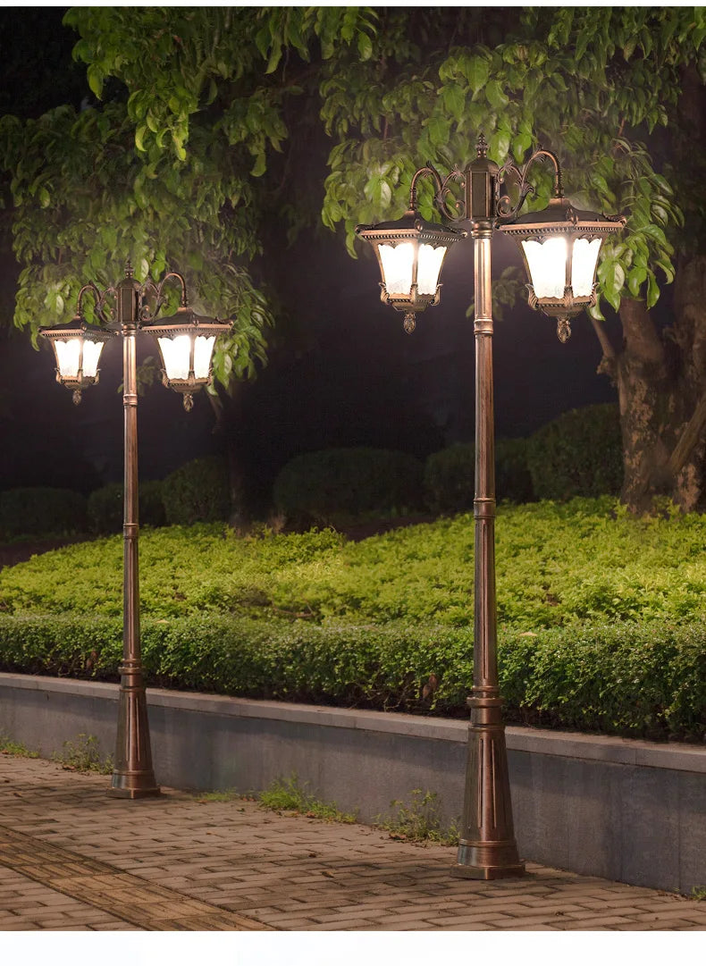 LED Street Lamp European Style Retro Waterproof Garden Lamp Outdoor Villa Lawn Community High Pole Landscape Lamp Street Light