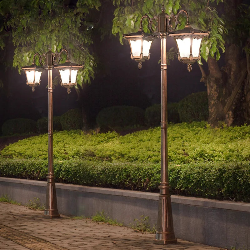 LED Street Lamp European Style Retro Waterproof Garden Lamp Outdoor Villa Lawn Community High Pole Landscape Lamp Street Light